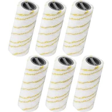 NIYATA Set of 6 Replacement Parts for Karcher, Microfibre Roller Set for Kärcher FC7 FC5 FC3, Roller Set Cordless Floor Cleaner Parts Accessories Wet and Dry Vacuum Cleaner (Yellow)