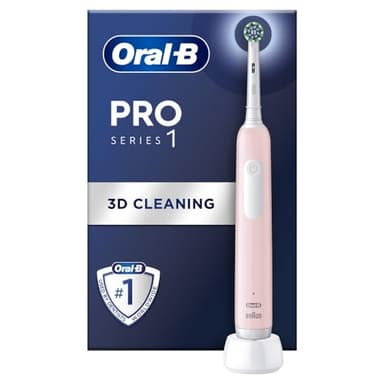 Oral-B Pro 1 Electric Toothbrush For Adults, With 3D Cleaning, 1 Toothbrush Head, Gum Pressure Control, 2 Pin UK Plug, Pink, Travel Electric Toothbrush, Rechargeable Toothbrush For Adults