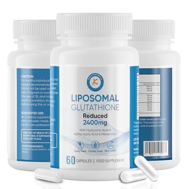 Liposomal Glutathione 2400mg, with Hyaluronic Acid, Resveratrol, Active Form L-Glutathione Reduced (GSH) Max Absorption, 60 Capsules