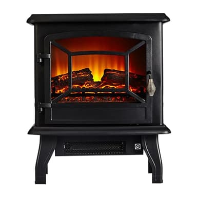 Electric Stove Heater 2000W,Electric Fireplace with Indoor Log/Wood Burner Effect,Modern Freestanding LED Flame Fireplave Stoves Adjustable Thermostat (ADFE07 Fireplace, Black)