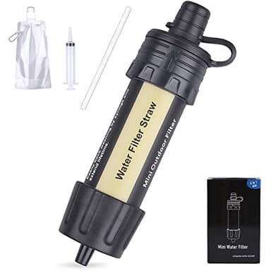 Mini Water Filter Personal Water Purification Straw Portable Outdoor Survival Filtration System, 99.99% Removal Rate, 0.01 Micron Emergency Gear for Outdoor Hiking, Camping, Backpacking