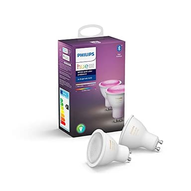 Philips Hue White and Colour Ambiance Smart SpotLight Twin Pack LED [GU10 Spot] with Bluetooth, Works with Alexa and Google Assistant and Apple HomeKit.