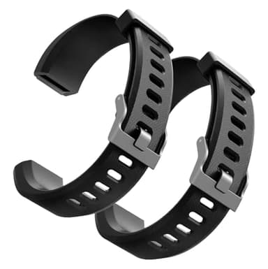 hoeslaw 2 Pcs Watch Bands Replacement for ID115plus HR, Very Fit Pro Activity Fitness Tracker Wrist Bands Set, Multicolor Veryfitpro Smart Watch Strap Replacements (2 Black)