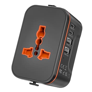 Universal Travel Adapter Worldwide with 2 USBC and 2 USB A Ports, International Travel Adapter Plug Adapter Worldwide Universal Plug UK Travel Charger for European EU,USA,UK,AUS,Thailand (HHT205)