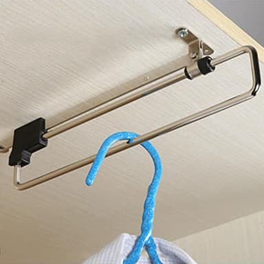 Heavy Duty Retractable Wardrobe Closet Pull Out Rod, Hanger Trousers Pull Out Hanger Rail Telescopic, Closet Rod for Wardrobe Houseware