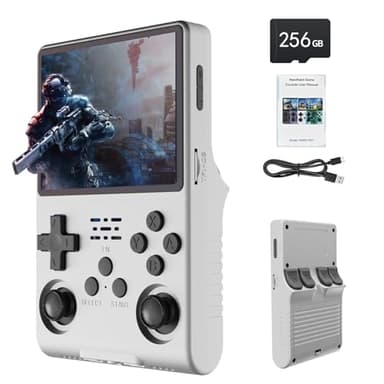 R40S Retro Handheld Video Game Console, 30,000 Retro Games in 1 Game Console with Open Source Linux System, 256GB TF Card, 3.5" IPS Screen and 3800mAh Battery (White)
