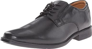 Clarks Men's Tilden Plain Oxford Flat, Black Leather, 10 UK Wide