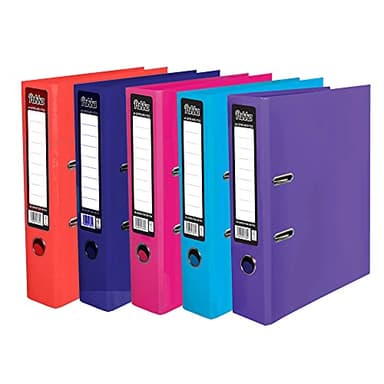 5 x Pukka A4 Glossy 2-Ring Lever Arch Files School Work Office 75mm Spine File Organiser (Assorted)