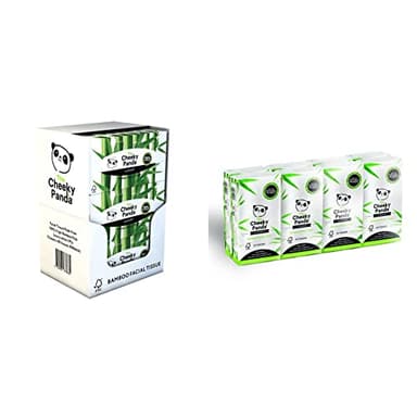 The Cheeky Panda Bamboo Facial Tissues Box Multipack | 12 Boxes (960 Tissues) | Soft, Strong and Sustainable | 8 Packs of 10 Pocket Tissues | Hypoallergenic for Travel