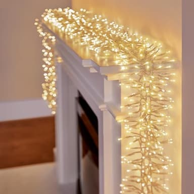 Premier 25m 2000 LED Cluster Christmas Lights – Multi Action Indoor Decoration with Timer – Warm White