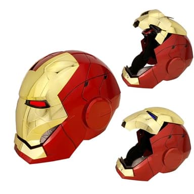 Autoking Iron-Man MK 5 Helmet with Jarvis Voice & Remote&Touch Controlled Open/Close Mask, 1:1Adult Wearable Super Hero Mask&Movie Prop for Halloween&Birthdayand&Christmas（Golden）