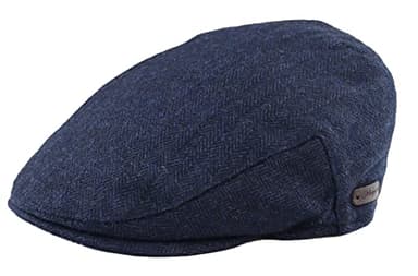 TruClothing Mens Flat Cap Wool Herringbone Tweed Vintage Classic 1920s Unisex Del Boy - Navy L