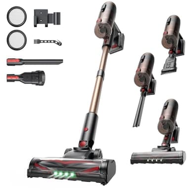 Proscenic P11 Ultra+ Cordless Vacuum Cleaner, 55KPa 50Mins Lightweight Self-Standing, Stick Vacuum with Wall Mount, Anti-Tangle Brush, Adjustable Telescopic Pole, for Pet Hair, Hard Floor & Carpet