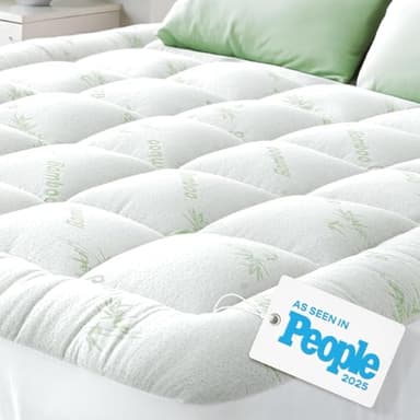 Mattress Topper Cloud-Like Comfort - Ultra-Soft, Breathable, and Cooling Bamboo Viscose Protection - 150x200cm, Deep Fit
