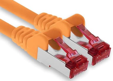 1aTTack.de - 1x 15m CAT6 patch cable S/FTP PIMF shielding CAT.6 RJ45 network cable Ethernet cable DSL LAN router switch modem patch panel - orange - 1 piece