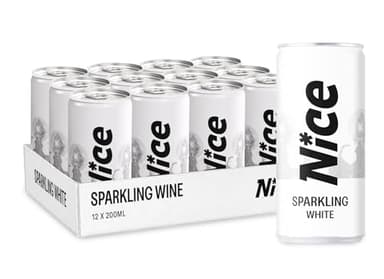 NICE Sparkling White Wine, Spanish Wine in a Can, Dry, Crisp, Sparkling White Wine from La Mancha, That Prefers Cans Over Flutes, 12 x 200ml Cans