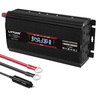 LVYUAN Power inverter 1500W / 3000W 24V to AC 230V LCD Dual USB voltage converter
