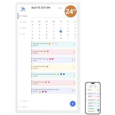 Dragon Touch 24 inch Digital Calendar Chore Chart – Interactive Touchscreen, Smart Family Planner, Hearth Display Desk Digital Calendar Seamless Scheduling