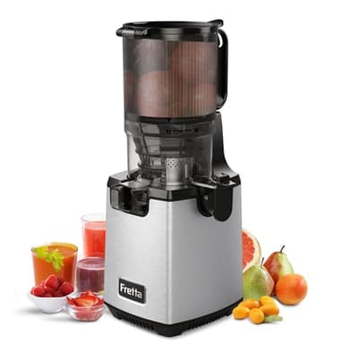 Fretta Juicer Machines,Cold Press Juicers Whole Fruit and Vegetable, Masticating Juicer w/140MM Large Self Feeding Chute,High Juice Yield,BPA Free,Nut Milk Extractor, 250W Quiet Motor, Easy to Clean