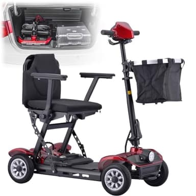 Folding Powered Mobility Scooter for Seniors, Travel-Friendly, Load 150Kg/331 Lb, Includes Charger and Basket