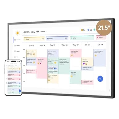 Dragon Touch 21.5" Digital Calendar Chore Chart – 1080P Full HD Interactive Touchscreen, Smart Family Planner, Hearth Display Digital Calendar Wall & Desk Mountable for Seamless Scheduling Black