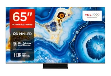 TCL 65QM8B 65-inch QLED Mini LED TV, 4K HDR Premium 1300nits, Smart TV Powered by Google TV (Dolby Vision & Atmos, Onkyo 2.0 sound system​, 144Hz Motion Clarity Pro, Hands-Free Voice Control)