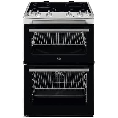 AEG 5000 Series SurroundCook Double Cavity Electric Cooker with Ceramic Hob, CCX6501ACM, Capacity 77/39L, Cooker with Grill function, Heat Indicators, 894-912x600x600mm, Stainless steel, Class A