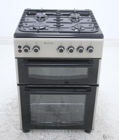 BlueFlame DG6402XPZU 60 cm Freestanding Gas Cooker With Double Cavity Oven - Silver