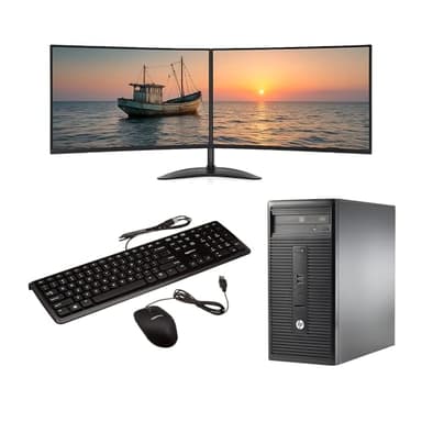 COMPUCLEAR Complete set Dual 24 inch Monitors & ProDesk Core i5-4590s - 16GB RAM - 256GB SSD - WiFi - Windows 11 64-Bit Desktop PC Computer (Renewed)