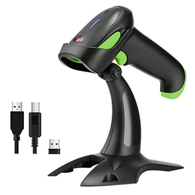 Tera Pro 1D 2D QR Wireless Barcode Scanner QR Reader with Stand Bluetooth&2.4GHz Wireless& USB Wired Connection, Automatic Fast and Precise Scanning Image Bar Code Reader with Vibration, HW0002