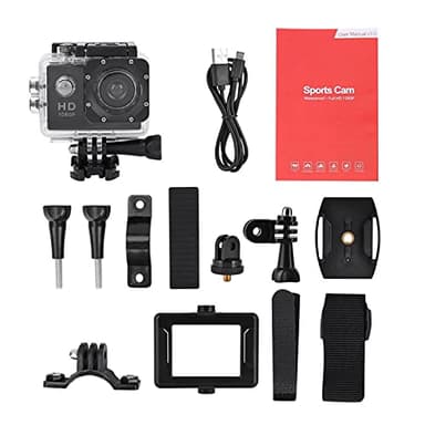 Sorandy Action Camera Kit, HD 1080P 2 Inch LCD Screen Universal Sports Camera, 140 ° Wide Angle Lens Multifunctional Waterproof Action Camera with 900mAh Battery, for Outdoor, Gifts(black)