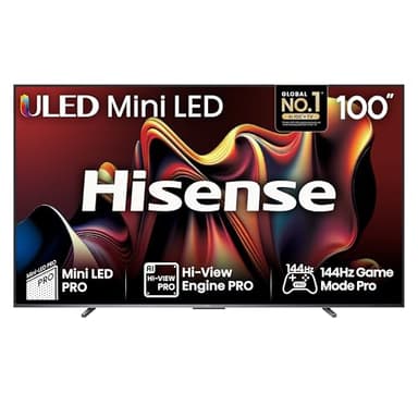 Hisense 100 Inch 144Hz Mini-LED Smart TV 100U7NQTUK - Quantum Dot Colour, Dolby Vision IQ & Atmos, iMax Enhanced, Built-in Subwoofer and Vidaa OS with Freely, Youtube, Netflix and Disney+ (2024 Model)