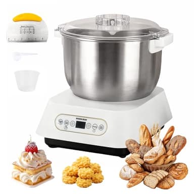 YUZINO 7L Large Capacity Dough Mixer, 200W Stainless Steel Mixer for Baking with Thermostatic Fermentation(25-38℃) & Timing Function, Automatic Stand Mixer Machine with Slicing Knife for Home Baking