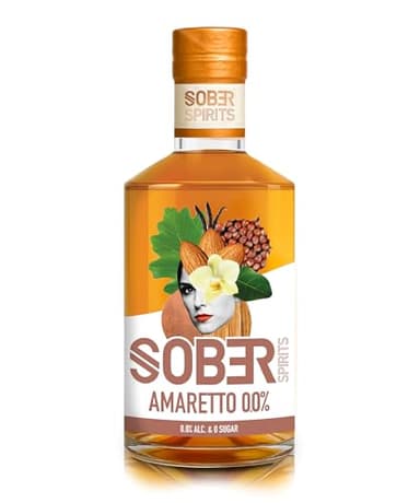 SOBER SPIRITS – Non-Alcoholic 0.0% Amaretto: The First Authentic Version – IWSC Gold Winner – 0% Sugar – No Artificial Flavours – Vegan Friendly – 50cl