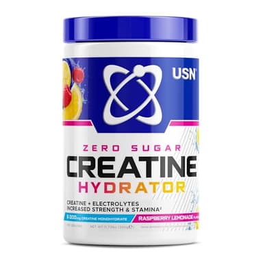 USN Creatine Hydrator - Creatine Monohydrate & Electrolyte Powder Drink with Himalayan Pink Salt & Sugar Free. Supports Muscle Growth, Strength & Hydration. Raspberry Lemonade - 330g (30 Servings)