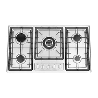 5 Burners Gas Hob, Built in Gas Cooktop, 5-Burner Stainless Steel NG Cooktop Stove Countertop, with Flame Failure Protection, for Restaurants and Hotels, 86 x 51 x 9cm