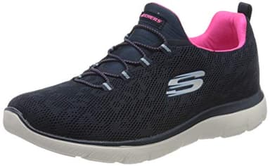 Skechers Women's Summits Leopard Spot Trainers,Navy Mesh / Hot Pink Trim,6 UK