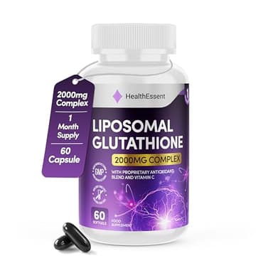 HealthEssent Liposomal Glutathione 2000mg – Antioxidant Support & Detox with Liposomal Vitamin C & Collagen Peptides – Promotes Skin Radiance and Immune Health – 60 Softgels (1-Month Supply)