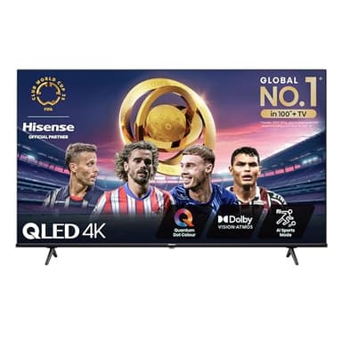 Hisense 55 Inch 4K QLED Smart TV 55E77NQTUK - Quantum Dot Colour, 4K AI Processor, Dolby Vision Atmos, Smooth Motion, Sports Mode, Vidaa OS with Freely, Youtube, Netflix and Disney+ (2024 Model)