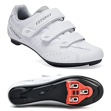 Men's Cycling Shoes for Women, Compatible with Peloton SPD ARC Look Delta Cleats, Unisex Bicycle Riding Spin Shoes Indoor Road Rcing Bikes Shoe White Size UK4