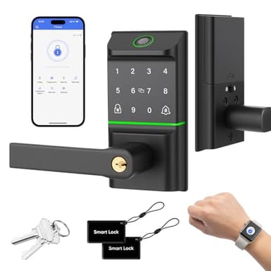 MYPIN Smart Door Lock with Biometric Fingerprint & Touchscreen Keypad, Keyless Smart Lock, 7-in-1 Unlock, Compatible with Apple Watch for Front/Exterior/Interior Doors
