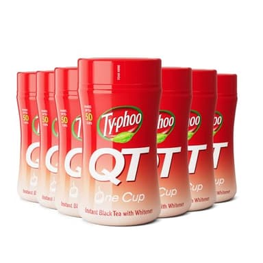 Typhoo QT • Instant One Cup Tea with Whitener • 125g x 12 (Multipack) • Makes Up to 50 Cups • Creamy • Sweet • Convenient • Just Add Hot Water • No Teabags or Milk Needed