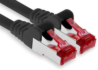 1aTTack.de - 1x 10m CAT6 patch cable S/FTP PIMF shielding CAT.6 RJ45 network cable Ethernet cable DSL LAN router switch modem patch panel - black - 1 piece