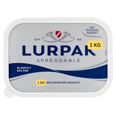 1kg Slightly Salted Spreadable Blend of Butter and Rapeseed Oil Lurpaks (1x1kg)