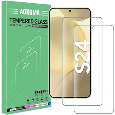 AOKUMA Tempered Glass for Samsung Galaxy S24 5G Screen Protector, [2 Pack] Premium Quality Guard Film, Case Friendly, Shatterproof, Shockproof, Scratchproof oilproof