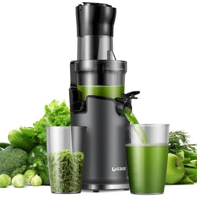 GDOR Cold Press Juicer Machines for Whole Fruit and Vegetable, Wide Mouth 89MM Feeding Chute, Powerful Slow Masticating Juicer with Two-layer Filter, High Juice Yield, BPA-Free, Brush Included