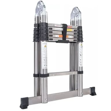 Thickened Telescopic Ladder Extendable Stainless Steel Step Ladder Folding Extension Ladders A-Frame Ladder, More Sturdy and Durable than Aluminum Ladder 3.8m/12.5ft(6.2FT+6.2FT)