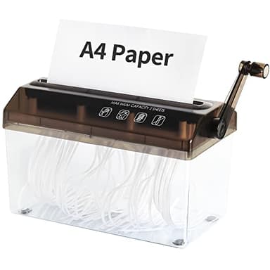 Manual Paper Shredder - A4 Paper Straight Cutting Tool Portable Mini Paper Grinder Capacity 3L for Folded A2 Files Documents Home Office Desktop Supplies Transparent Black OF02BK
