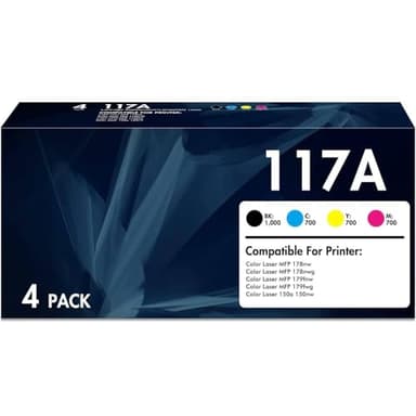 117A Toner Cartridge Compatible for HP 117A for Color LaserJet MFP 178nw 179fnw 150nw 150a 178nwg 179fwg 178 179 150 W2070A W2071A W2072A W2073A Ink - Black Cyan Yellow Magenta 4-Pack