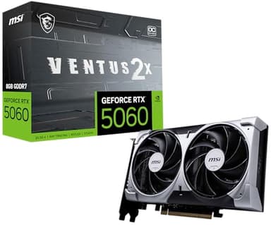 MSI GeForce RTX 5060 8G VENTUS 2X OC Graphics Card - RTX 5060 GPU, 8GB GDDR7 (28Gbps/128-bit), PCIe 5.0 - DUAL-Fan Thermal Design (2 x TORX FAN 5.0) - HDMI 2.1b, DisplayPort 2.1b